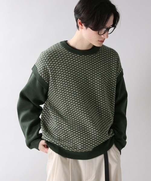 RAGEBLUE（レイジブルー）の「ジャガード柄ニットクルー/259697（ニット/セーター・メンズ・ブラック/パープル/グリーン・MEDIUM/LARGE）」の14枚目の写真