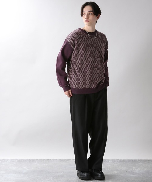 RAGEBLUE（レイジブルー）の「ジャガード柄ニットクルー/259697（ニット/セーター・メンズ・ブラック/パープル/グリーン・MEDIUM/LARGE）」の16枚目の写真