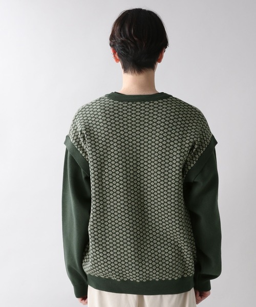 RAGEBLUE（レイジブルー）の「ジャガード柄ニットクルー/259697（ニット/セーター・メンズ・ブラック/パープル/グリーン・MEDIUM/LARGE）」の8枚目の写真