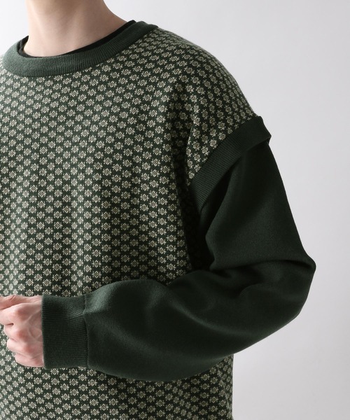 RAGEBLUE（レイジブルー）の「ジャガード柄ニットクルー/259697（ニット/セーター・メンズ・ブラック/パープル/グリーン・MEDIUM/LARGE）」の13枚目の写真