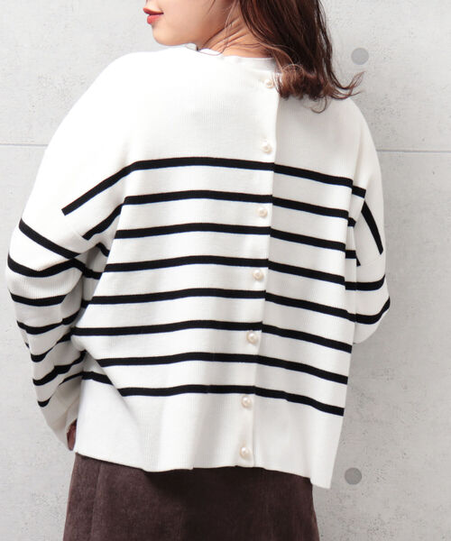 fredy emue（フレディエミュ）の「片畦2WAYボーダーカーディガン（カーディガン/ボレロ・レディース・ホワイト系その他4/ブラック系その他3/ブルー系その他3/レッド系その他3・38）」の2枚目の写真