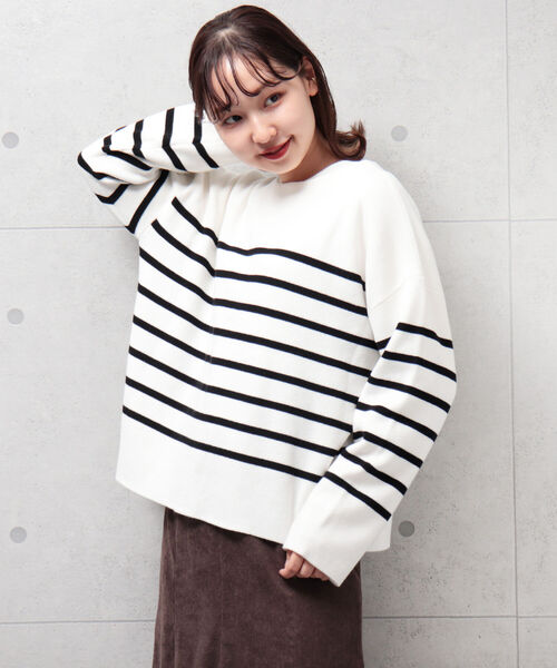 fredy emue（フレディエミュ）の「片畦2WAYボーダーカーディガン（カーディガン/ボレロ・レディース・ホワイト系その他4/ブラック系その他3/ブルー系その他3/レッド系その他3・38）」の5枚目の写真