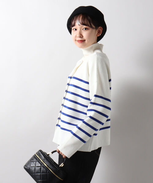 fredy emue（フレディエミュ）の「片畦2WAYボーダーカーディガン（カーディガン/ボレロ・レディース・ホワイト系その他4/ブラック系その他3/ブルー系その他3/レッド系その他3・38）」の10枚目の写真