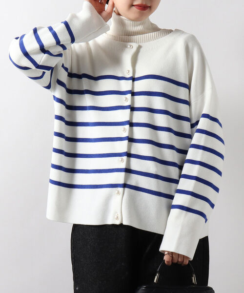 fredy emue（フレディエミュ）の「片畦2WAYボーダーカーディガン（カーディガン/ボレロ・レディース・ホワイト系その他4/ブラック系その他3/ブルー系その他3/レッド系その他3・38）」の11枚目の写真