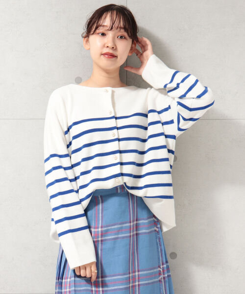fredy emue（フレディエミュ）の「片畦2WAYボーダーカーディガン（カーディガン/ボレロ・レディース・ホワイト系その他4/ブラック系その他3/ブルー系その他3/レッド系その他3・38）」の14枚目の写真