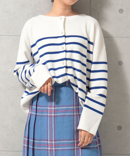 fredy emue（フレディエミュ）の「片畦2WAYボーダーカーディガン（カーディガン/ボレロ・レディース・ホワイト系その他4/ブラック系その他3/ブルー系その他3/レッド系その他3・38）」の16枚目の写真