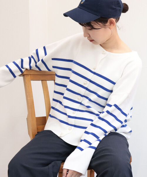 fredy emue（フレディエミュ）の「片畦2WAYボーダーカーディガン（カーディガン/ボレロ・レディース・ホワイト系その他4/ブラック系その他3/ブルー系その他3/レッド系その他3・38）」の18枚目の写真