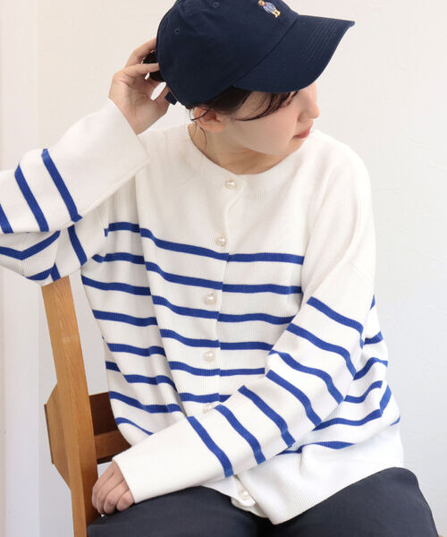 fredy emue（フレディエミュ）の「片畦2WAYボーダーカーディガン（カーディガン/ボレロ・レディース・ホワイト系その他4/ブラック系その他3/ブルー系その他3/レッド系その他3・38）」の19枚目の写真