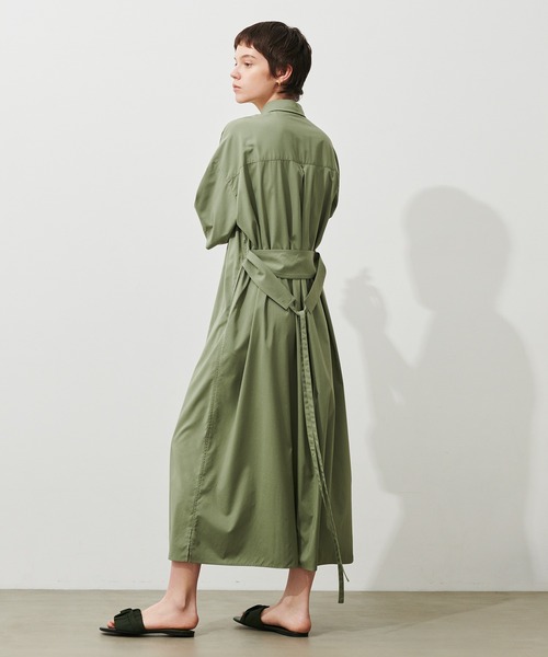 N.O.R.C by the line（ノークバイザライン）の「シルキーＴスリーブシャツワンピース（シャツワンピース・レディース・ブラック/カーキ/イエロー・S/M/L）」の2枚目の写真