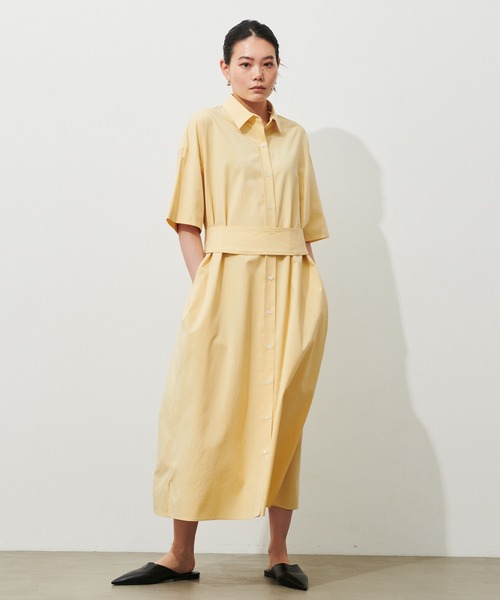 N.O.R.C by the line（ノークバイザライン）の「シルキーＴスリーブシャツワンピース（シャツワンピース・レディース・ブラック/カーキ/イエロー・S/M/L）」の3枚目の写真