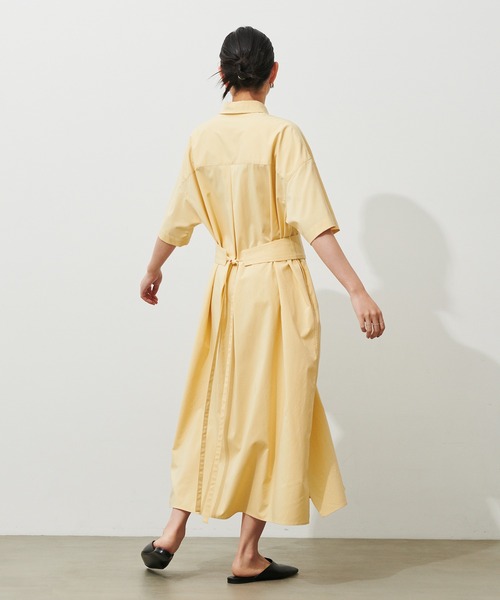 N.O.R.C by the line（ノークバイザライン）の「シルキーＴスリーブシャツワンピース（シャツワンピース・レディース・ブラック/カーキ/イエロー・S/M/L）」の4枚目の写真
