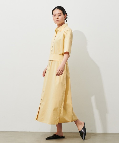 N.O.R.C by the line（ノークバイザライン）の「シルキーＴスリーブシャツワンピース（シャツワンピース・レディース・ブラック/カーキ/イエロー・S/M/L）」の7枚目の写真