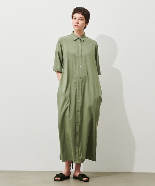 N.O.R.C by the line（ノークバイザライン）の「シルキーＴスリーブシャツワンピース（シャツワンピース・レディース・ブラック/カーキ/イエロー・S/M/L）」の8枚目の写真