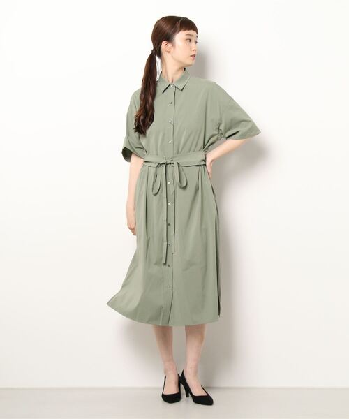 N.O.R.C by the line（ノークバイザライン）の「シルキーＴスリーブシャツワンピース（シャツワンピース・レディース・ブラック/カーキ/イエロー・S/M/L）」の19枚目の写真