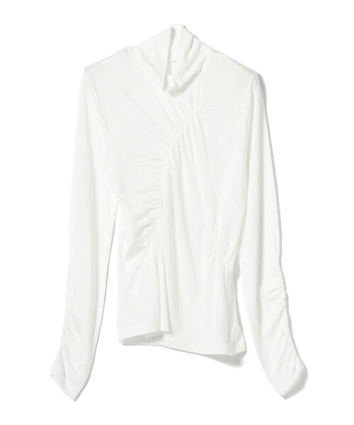 Ray BEAMS（レイビームス）の「Ray BEAMS / アシメ シャーリング ハイネック トップス（Tシャツ/カットソー・レディース・ホワイト/ブラック/サックスブルー・ONE SIZE）」の12枚目の写真