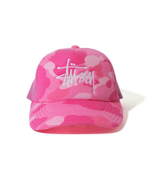 【美品】STUSSY × A BATHING APE トラッカーメッシュキャップ 美品】STUSSY × A BATHING APE トラッカーメッシュキャップ