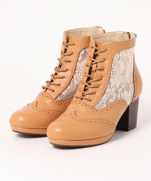 axes femme(アクシーズファム)の「チュールレースアップブーツ(ブーツ・レディース・ベージュ/キャメル/ブラック・MEDIUM/LARGE)」の6枚目の写真