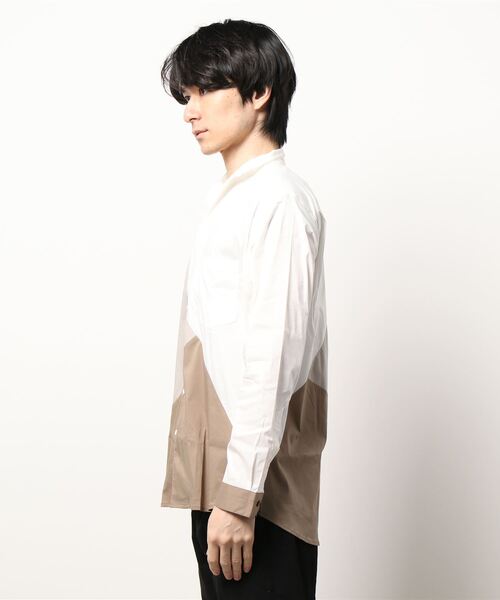 NICOLE CLUB FOR MEN（ニコルクラブフォーメン）の「パネルショートイタリアンカラーシャツ（シャツ/ブラウス・メンズ・ホワイト系/ブラック系/グレー系・MEDIUM/LARGE/X-LARGE）」の5枚目の写真