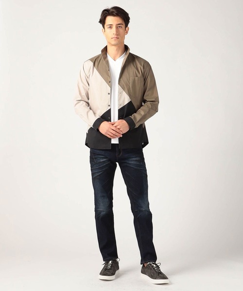 NICOLE CLUB FOR MEN（ニコルクラブフォーメン）の「パネルショートイタリアンカラーシャツ（シャツ/ブラウス・メンズ・ホワイト系/ブラック系/グレー系・MEDIUM/LARGE/X-LARGE）」の9枚目の写真