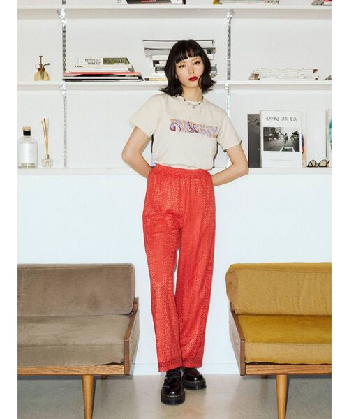 jouetie（ジュエティ）の「ストレートレースパンツ【リラックスパンツ】（スラックス・レディース・ブラック/オフホワイト/オレンジ/グリーン・MEDIUM）」の7枚目の写真