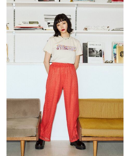 jouetie（ジュエティ）の「ストレートレースパンツ【リラックスパンツ】（スラックス・レディース・ブラック/オフホワイト/オレンジ/グリーン・MEDIUM）」の8枚目の写真