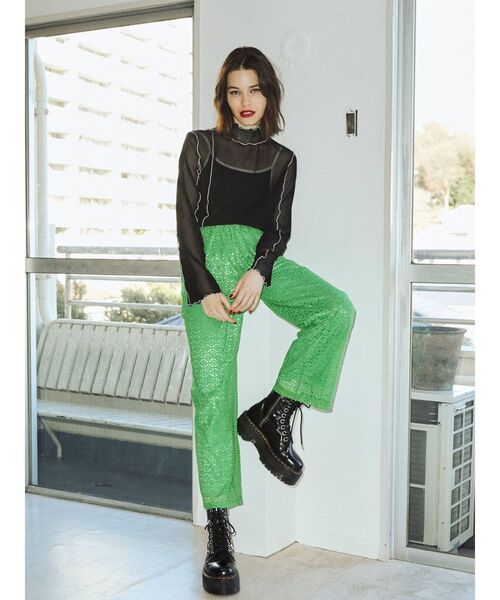 jouetie（ジュエティ）の「ストレートレースパンツ【リラックスパンツ】（スラックス・レディース・ブラック/オフホワイト/オレンジ/グリーン・MEDIUM）」の17枚目の写真