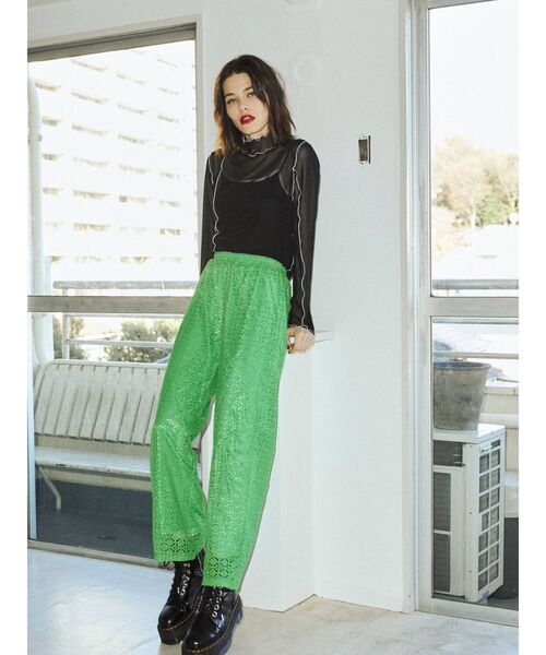 jouetie（ジュエティ）の「ストレートレースパンツ【リラックスパンツ】（スラックス・レディース・ブラック/オフホワイト/オレンジ/グリーン・MEDIUM）」の15枚目の写真