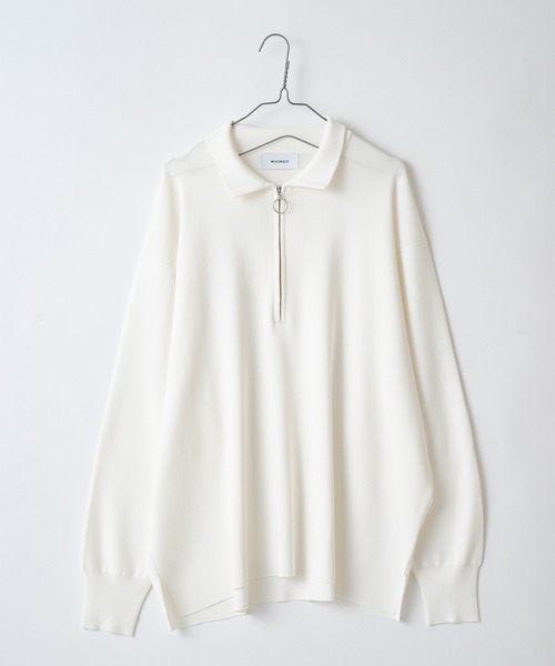 WHIMSIC（ウィムジック）の「【WHIMSIC】ハーフジップニットポロシャツ（ニット/セーター・レディース・ホワイト/パープル/ネイビー・FREE）」の4枚目の写真