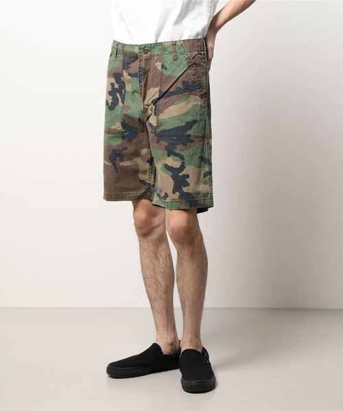HOUSTON(ヒューストン)の「【HOUSTON】VINTAGE RIPSTOP FATIGUE SHORTS(その他パンツ・メンズ・ブラック/カーキ/ウッド/オリーブドラブ・SMALL/MEDIUM/LARGE/X-LARGE)」の2枚目の写真
