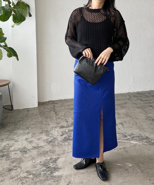 LIAN（リアン）の「ポンチロングスリットスカート（スカート・レディース・ブルー/ブラック/レッド/グリーン・FREE）」の12枚目の写真