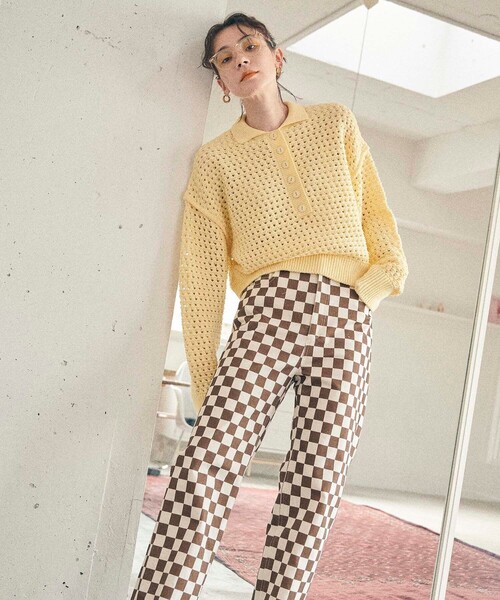 MATURED（マチュアード）の「【MATURED/マチュアード】メッシュニットポロプルオーバー（ニット/セーター・レディース・オフホワイト/イエロー・FREE）」の12枚目の写真