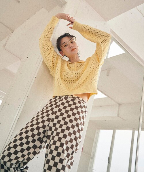 MATURED（マチュアード）の「【MATURED/マチュアード】メッシュニットポロプルオーバー（ニット/セーター・レディース・オフホワイト/イエロー・FREE）」の10枚目の写真