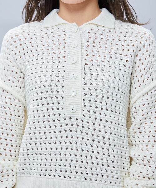 MATURED（マチュアード）の「【MATURED/マチュアード】メッシュニットポロプルオーバー（ニット/セーター・レディース・オフホワイト/イエロー・FREE）」の19枚目の写真