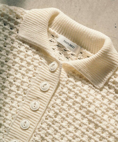 MATURED（マチュアード）の「【MATURED/マチュアード】メッシュニットポロプルオーバー（ニット/セーター・レディース・オフホワイト/イエロー・FREE）」の8枚目の写真