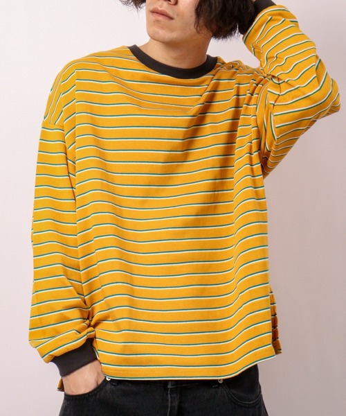 ATELANE(アテレーン)の「マルチボーダーロングスリーブトリムネック長袖Tシャツ(Tシャツ/カットソー・メンズ・ホワイト/イエロー/ブルー・M/L)」の22枚目の写真