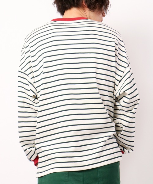ATELANE(アテレーン)の「マルチボーダーロングスリーブトリムネック長袖Tシャツ(Tシャツ/カットソー・メンズ・ホワイト/イエロー/ブルー・M/L)」の6枚目の写真