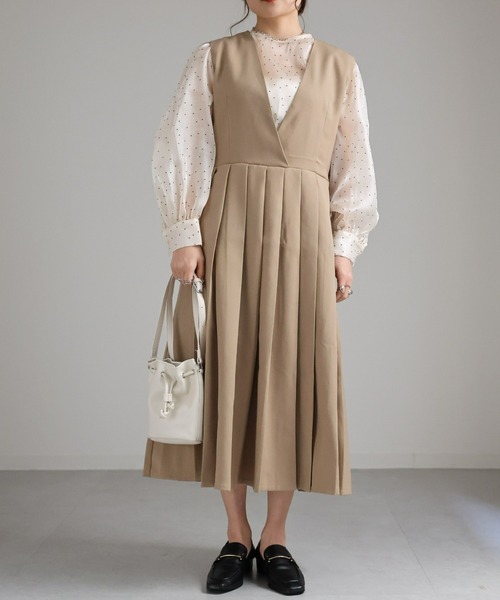 セール】ワイドプリーツジャンスカ（ジャンパースカート