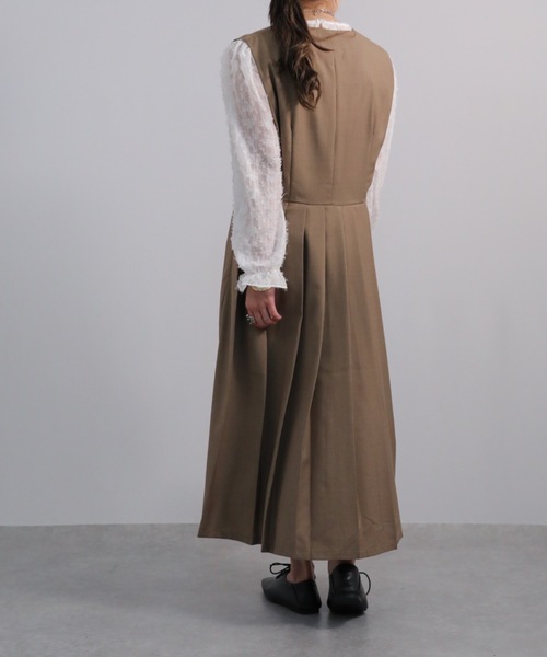 sakishimatokyo（サキシマトーキョー）の「ワイドプリーツジャンスカ（ジャンパースカート・レディース・ブラック/ブラウン/ベージュ/アイボリー・FREE）」の6枚目の写真