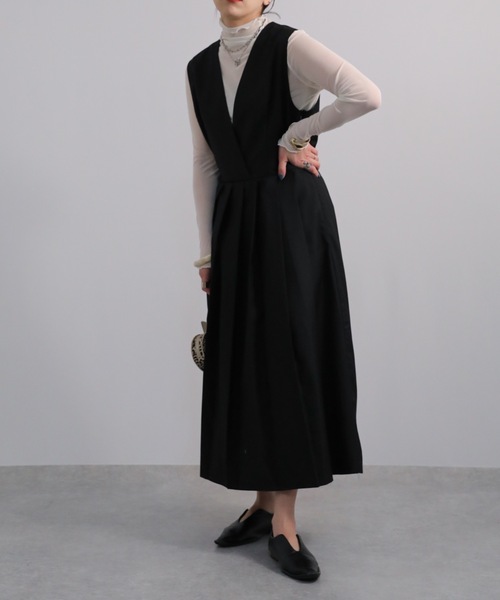 sakishimatokyo（サキシマトーキョー）の「ワイドプリーツジャンスカ（ジャンパースカート・レディース・ブラック/ブラウン/ベージュ/アイボリー・FREE）」の11枚目の写真