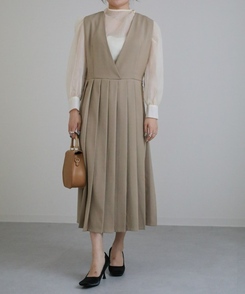 sakishimatokyo（サキシマトーキョー）の「ワイドプリーツジャンスカ（ジャンパースカート・レディース・ブラック/ブラウン/ベージュ/アイボリー・FREE）」の10枚目の写真