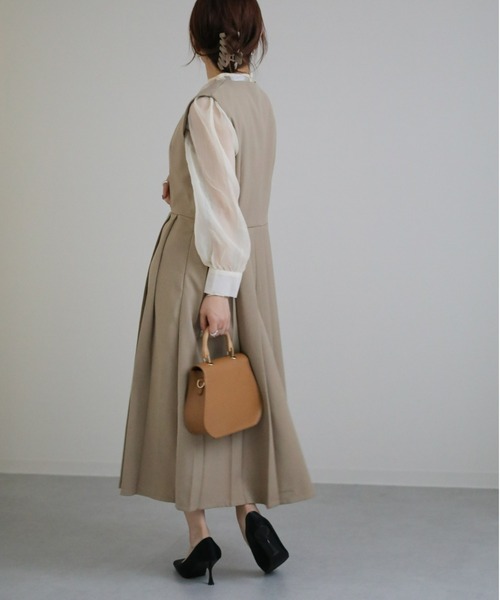 sakishimatokyo（サキシマトーキョー）の「ワイドプリーツジャンスカ（ジャンパースカート・レディース・ブラック/ブラウン/ベージュ/アイボリー・FREE）」の8枚目の写真