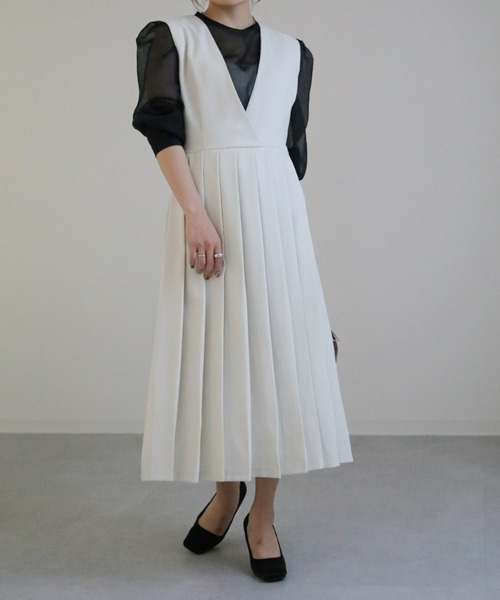 sakishimatokyo（サキシマトーキョー）の「ワイドプリーツジャンスカ（ジャンパースカート・レディース・ブラック/ブラウン/ベージュ/アイボリー・FREE）」の18枚目の写真