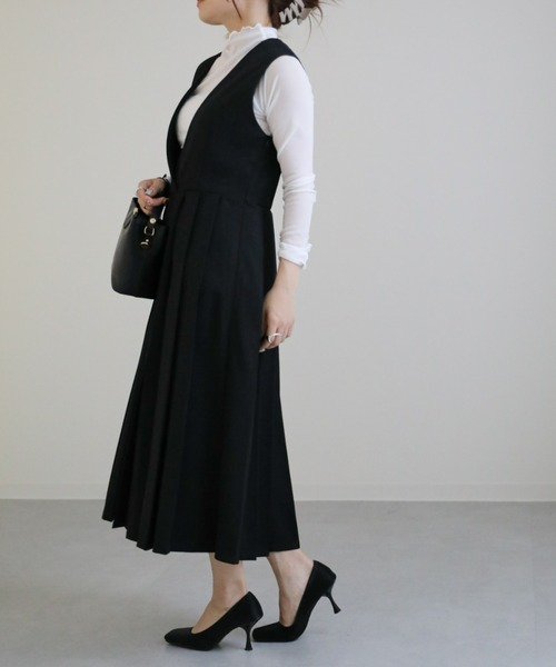 sakishimatokyo（サキシマトーキョー）の「ワイドプリーツジャンスカ（ジャンパースカート・レディース・ブラック/ブラウン/ベージュ/アイボリー・FREE）」の12枚目の写真