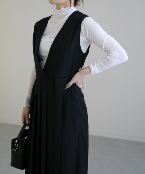 sakishimatokyo（サキシマトーキョー）の「ワイドプリーツジャンスカ（ジャンパースカート・レディース・ブラック/ブラウン/ベージュ/アイボリー・FREE）」の14枚目の写真