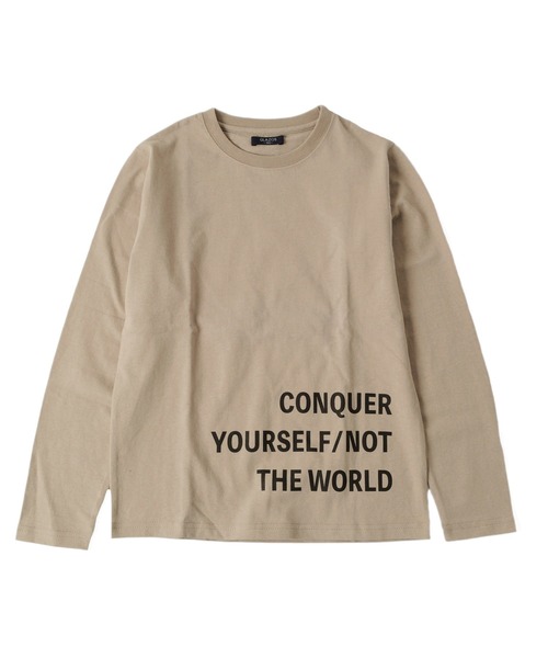 GLAZOS（グラソス）の「天竺・裾ロゴプリント長袖Ｔシャツ（Tシャツ/カットソー・キッズ・ブラック/ベージュ/サックスブルー・130cm/140cm/150cm/160cm/170cm）」の9枚目の写真