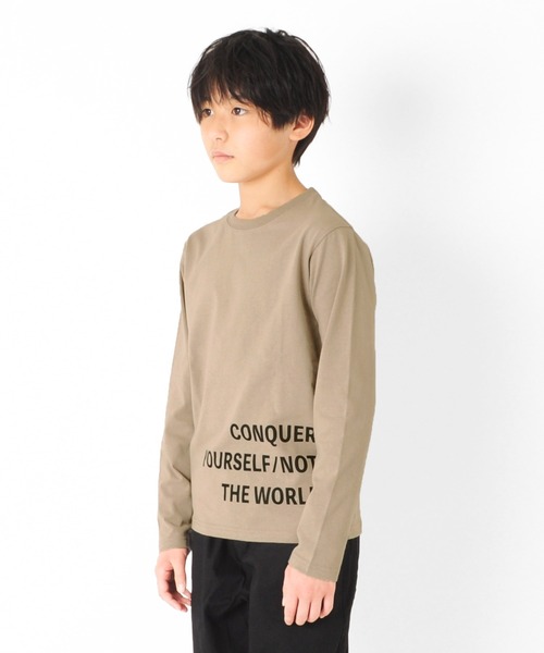 GLAZOS（グラソス）の「天竺・裾ロゴプリント長袖Ｔシャツ（Tシャツ/カットソー・キッズ・ブラック/ベージュ/サックスブルー・130cm/140cm/150cm/160cm/170cm）」の7枚目の写真