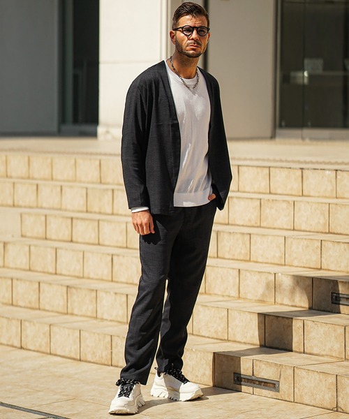 SOMEDIFF（サムディフ）の「【SOMEDIFF】リネンライクブッチャーカーディガンセットアップ メンズ（セットアップ・メンズ・ベージュ系1/ブラック系1/ネイビー系1・M/L/XL）」の6枚目の写真