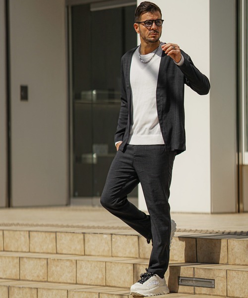 セール】【SOMEDIFF】リネンライクブッチャーカーディガンセットアップ