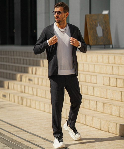 SOMEDIFF（サムディフ）の「【SOMEDIFF】リネンライクブッチャーカーディガンセットアップ メンズ（セットアップ・メンズ・ベージュ系1/ブラック系1/ネイビー系1・M/L/XL）」の11枚目の写真