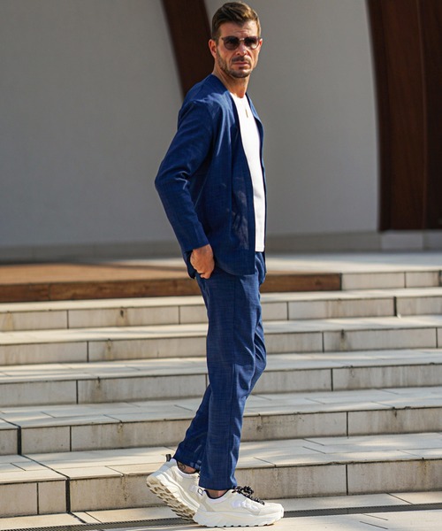 SOMEDIFF(サムディフ)の「【SOMEDIFF】リネンライクブッチャーカーディガンセットアップ メンズ(セットアップ・メンズ・ベージュ系1/ブラック系1/ネイビー系1・M/L/XL)」の15枚目の写真